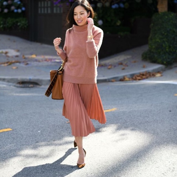 Andi James Skirts Andi James Pink Pleated Midi Skirt Poshmark